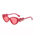 Lunettes de soleil œil-de-chat roses pour enfants avec étoiles dorées et protection UV - Rouge Rose