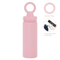 Pink sports water bottle featuring a Booster Ring with magnetic device compatibility - Light Pink