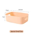 Apricot small plastic desk organizer bin with handles, size 20.5x15x7cm for storage - Small / Apricot