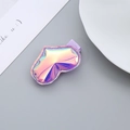 Holographic heart hair clip for girls featuring colorful laser finish and purple clip - Purple Heart