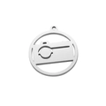 Silver stainless steel round camera pendant with hollow design on white background - Camera / Steel