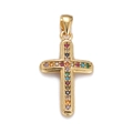 Hiphop gold plated cross pendant necklace featuring inlaid multicolor round gemstones - Colorful Gemstone Inlaid Cross