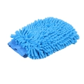 Thick blue chenille microfiber car wash glove with dense cleaning fibers and elastic cuff - 100 g / Double Sided Chenille Light Blue