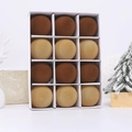 Set di 12 palline di Natale da 6 cm floccate in velluto marrone scuro e oro - Stile 2 (Marrone Scuro Kaki)
