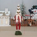 70cm Christmas gnome doll with red plaid fabric body and white braids decoration - 70cm Medium Retractable Faceless Gnome Female (T1220658B)