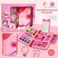 Set de maquillage lavable pour filles en forme de carnet rose avec bijoux - Kit de Maquillage Style Carnet