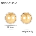 Orecchini a bottone placcati oro 18K con alone di zirconi pavé da donna - Oro 18K / Oro
