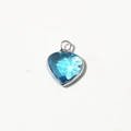March birthstone heart charm in faceted blue crystal and silver metal setting - Silver-March