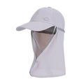 Light grey outdoor sun hat with neck flap and face cover for UV protection - Light Gray
