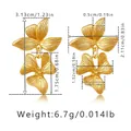 Dimensiones detalladas de los pendientes de cobre bañados en oro de 18 quilates con flores - Estilo Floral Dorado (KE1279)