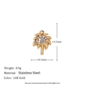 Coconut tree pendant in 14K gold plated stainless steel measuring 14.5mm by 10.3mm - Rhinestone Coconut Tree Pendant - Gold