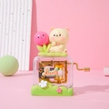 Boîte à musique à manivelle avec figurine de chat chanceux et tulipes - Concert pour Animaux Chat