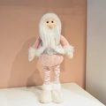 Babbo Natale in maglia rosa di peluche con barba bianca e gambe telescopiche regolabili - Babbo Natale Telescopico / 45-70CM / Serie Rosa