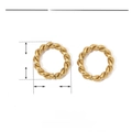 Detailed size chart for 13mm gold twisted round stainless steel earrings - Gold Stainless Steel Twisted Hoop Component