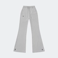 Vista detallada de pantalones acampanados de algodón gris con cordón y bordado - S / Gris Polvo