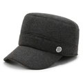 Gorra militar de invierno gris oscuro para hombre con detalle de botón de estrella - Gris
