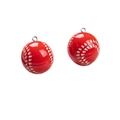 Pendentifs de cricket rouges miniatures avec détails de couture blancs pour porte-clés - Baseball avec œillet