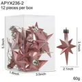 Set de 12 adornos de estrella oro rosa para árbol de Navidad con dimensiones - Estrella Octogonal Rosa / 12 piezas