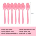 Pink plastic spoons for unicorn party, 14.1cm length, pack of 12 durable PS spoons - Pink Spoons