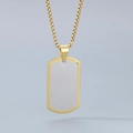 Collana con catena box dorata e ciondolo a targhetta militare rettangolare bicolore - Oro e Argento