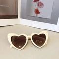 Creamy white heart shaped sunglasses for children with brown lenses and UV400 protection - Beige