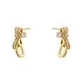 Elegant gold bow earrings with shimmering white zircon stones on a clean white background - VE1440 Gold