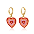 Orecchini a cerchio dorati con ciondoli a cuore in smalto multicolore a strati - Oro Rosso (Orecchini)