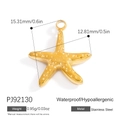 Golden starfish stainless steel pendant charm 15.31mm waterproof DIY jewelry part - PJ92130-Gold Mini Starfish