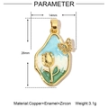 Technical dimensions of 18k gold plated copper tulip enamel pendant with zircons - YE058/Irregular Tulip/Butterfly Decor