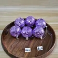 Set of six 6cm purple disco ball Christmas ornaments with reflective mirror facets - Purple Disco Mirror Ball (6pcs/6cm)