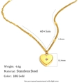 18K gold-plated stainless steel heart necklace with birth flower and mini zircon pendant - February/Amethyst