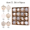 16-piece set of 6cm champagne and silver Christmas balls with glitter and matte finishes - Champagne White Silver - 16PCS