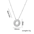 Silver micro-pave zircon letter pendant necklace with 40cm chain and size dimensions - Steel Color Letter O with Zirconia