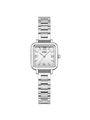 GEDI square silver stainless steel watch for women featuring Roman numerals dial - Silver Case White Dial Silver Band