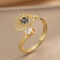 Exquisite gold-plated evil eye ring with blue and white zircon stones in a sleek open design - Evil Eye (646) / Gold