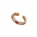 Luxuriöser vergoldeter Ring mit rotem Herzstein und funkelnden klaren Zirkoniasteinen - Gold (D9110)