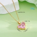 Collana placcata oro 18K con ciondolo a cuore in cristallo rosa e dettagli dimensioni - Oro con Zirconia Rosa
