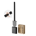 Scopino per WC nero in silicone con base e manico rimovibile in scatola marrone - Stile Antigoccia / Base Piatta Nera