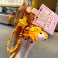 Cartoon pig animal car keychain in orange yellow with a lovely tag and wrist strap - Animal Car Keychain-Orange Dog