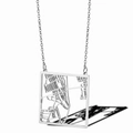 Silver square cutout city map pendant necklace in polished stainless steel - New York USA / Silver