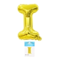 16-inch golden aluminum foil balloon letter I with retail backing card for parties - Letter I (With Backing Card) / 16" / Gold