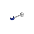 Macro view of blue moon tongue piercing with stars pattern and silver steel rod - Blue Moon