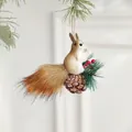 Realistic artificial fur squirrel ornament with natural pinecone base for Christmas trees - Squirrel Type C Pendant