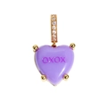 Collana con ciondolo a cuore viola con lettere OXOX e chiusura dorata con diamanti - OXOX (Viola)