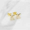 Elegant gold-plated stud earring in letter K shape with sparkling zircon stones - Letter K