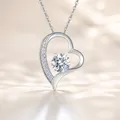 S925 sterling silver heart necklace featuring a brilliant round cut moissanite stone - P15682 Multi-Stone Heart 1ct Moissanite