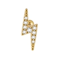 Gold lightning bolt ear stud with white cubic zirconia and stainless steel chain - Gold Pave Lightning Bolt (#10)