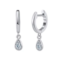 Elegant S925 sterling silver hoop earrings with water drop shaped zircon pendants - Pear Cut Zirconia Dangle Hoops / Silver Pear Zirconia