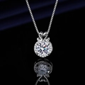Silver swan heart pendant necklace with large center gemstone on black reflective surface - Xl-157 [comes With Box And Chain]