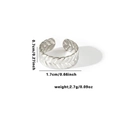Fishtail titanium steel open ring in silver finish with engraved textured patterns - Tyr0488 / Adjustable Open